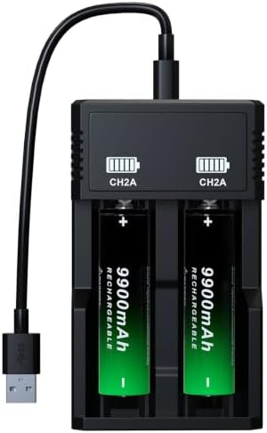 BENKIA 2Pack 18650 Battery and Charger Set
