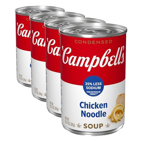 Campbell's Condensed 25% Less Sodium Chicken Noodle Soup, 10.75 Ounce Can (Pack of 4)