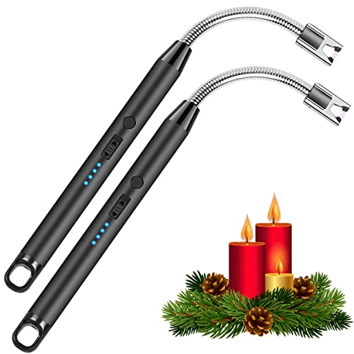 SUIXI 2 Stück Stabfeuerzeug, Feuerzeug Elektrisch USB Aufladbar Lang...