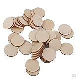 Farbe: Natur Holzfarbe FLAMEER 20-200 Stück rund Holzscheiben Holz Scheiben Verzierungen Holz Stücke für DIY Handwerk Dekorieren Scrapbooking - 60pcs 40mm