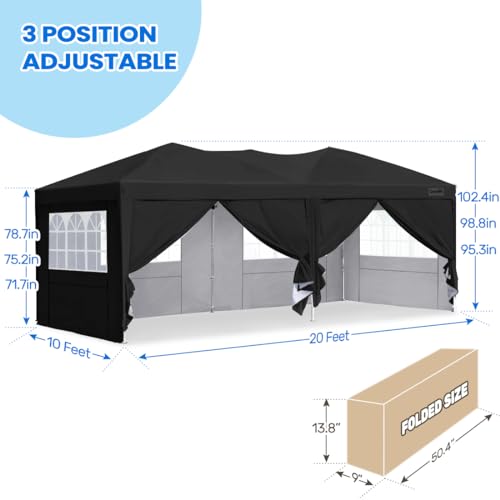 image for Quictent 10x20 ft Ez Pop up Canopy Tent Instant Shelter Party Tent Out