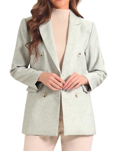 Allegra K Casual Work Blazer for Women's Notched Lapel Double-Breasted Blazer Suits Business Blazers Jackets
