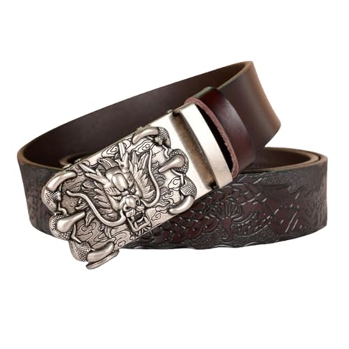 Ceinture en cuir pour homme avec boucle argentée automatique pour jean et costume