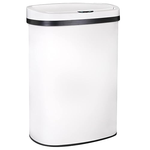 Cubo de basura para cocina, oficina, baño, dormitorio, papelera con tapa, sensor automático, sin tacto, acero inoxidable, 13 galones, 50 L, color