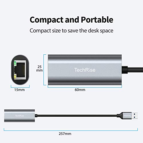 TechRise USB Ethernet Adapter, USB 3.0 auf RJ45 1000Mbps Gigabit LAN Adapter, Dauerhaft Aluminum Alloy netzwerkadapter kompatibel mit MacBook, PC, Surface, ChromeOS, Wind 7/8/10/11, XP, Vista, Linux - Image 4