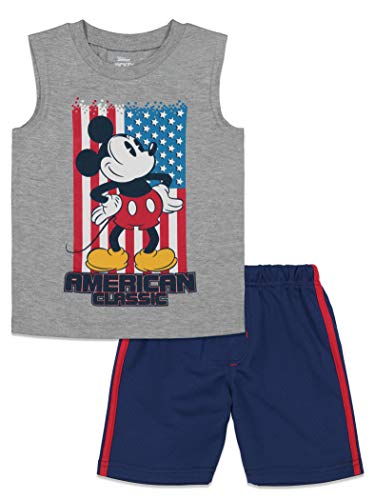 Disney Mickey Mouse Little Boys Tank Top and Shorts Set 3T Gray/Navy