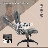 Vinsetto fotel do masażu, fotel biurowy z funkcją masażu, krzesło obrotowe z regulacją wysokości, ergonomiczne krzesło do gier, krzesło biurowe z funkcją masażu, kolor szary, 67 x 74 x 116–126 cm