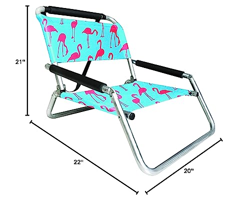 Image of Neso Beach Chairs - Lightweight, Portable and Foldable Recliner Beach Chairs for Park, Camping and Outdoor Adventures - with Slip Pockets and Shoulder Strap - 2 Pack - Flamingos - Regular