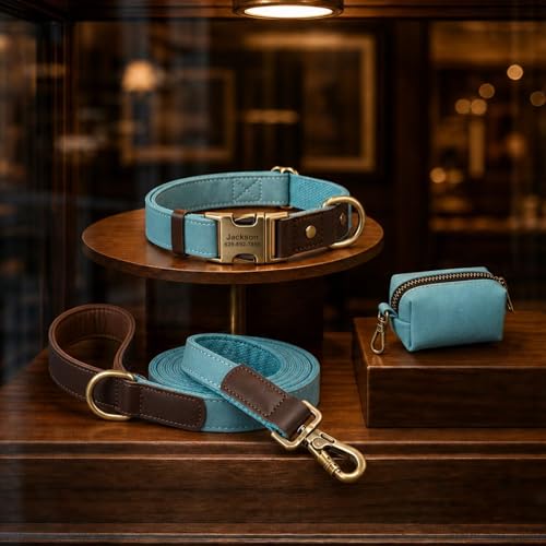 Image of Personalized Dog Collars, Quick Release Buckle, Denim Blue,XL