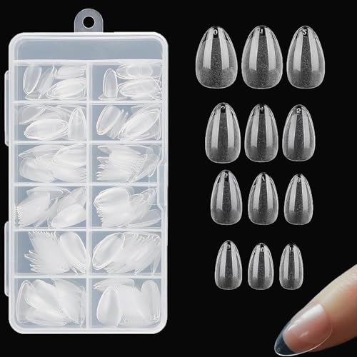 240Pcs Extra Short Almond Nail Tips - Pre-Filed, Half Matte Acrylic False Nails for Salon-Quality Nail Art - Durable and Easy to Apply - Ideal for Home or Professional Use