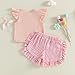 Keliholiyu Toddler Baby Girls Summer Shorts Set Fly Sleeve Silly Goose T Shirt Ruffle Plaid Shorts 6 12 18 Moths 2T 3T Outfit (Pink, 2-3T)