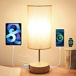 Lampe de chevet avec USB Ports de recharge A+C & AC Sortie - Yarra Decor Lampe de table à commande tactile pour chambre 3 Lampe de table de nuit variable avec ombre blanche pour le bureau d'intérieur, Dorm(Bulbe inclus)