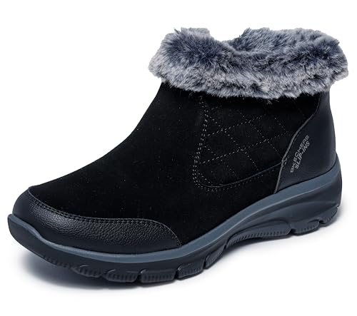 Skechers Women's EASY GOING - SMALL TOWNS - Hands Free Slip-Ins Relaxed Fit boot,Black, 8 M