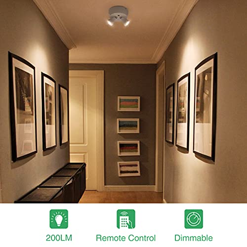 Olafus 2 Pack Led Wireless Spotlight, 400Lm Accent Lights Battery Operated, Dimmable Spotlight Indoor With Remote, 2700K Warm White Uplight, Adjustable Art Lights For Paintings Picture Artwork Closet #TOP1