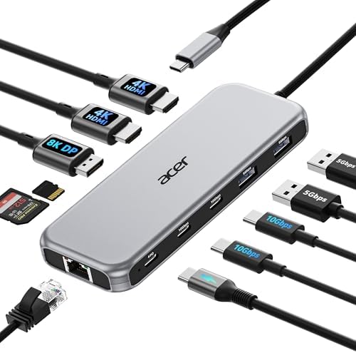 Acer Laptop Docking Station 3 Monitors, 11-in-1 USB C Docking Sta...