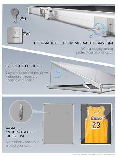 Ultra-Thin 31.4 x 23.6inch Portable Aluminum Card Display Case with Felt Tote Bag, High-Transparency Acrylic, 3 Anti Theft Locks, Sports Trading Card Show Case for Collectible Cards Jewelry Jersey