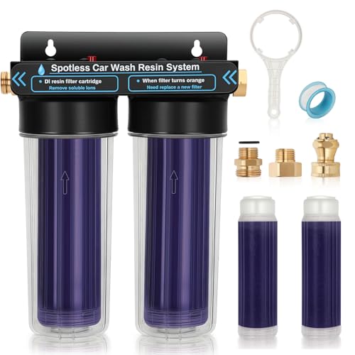 Spotless Water System for Car Wash,Deionized Water Filter with Resin,Deionized Water System for Car Wash,Portable Spot-Free Rinse Unit for RV, Motorcycle, Car,No Towel Drying,Color-Changing Resin