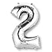 Produktbild amscan Anagram 2798201 Folienballon, Zahl 2, 81,3 cm, silberfarben