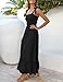 ZESICA Women's 2025 Summer Boho Spaghetti Strap Square Neck Solid Color Ruffle A Line Beach Long Maxi Dress,Black,Medium