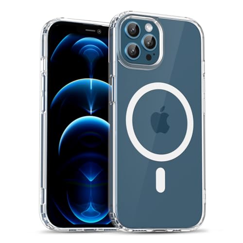 uvcoat for iPhone 12 Pro Max Case Clear Compatible with Magsafe Case Transparent, Ultra Slim Thin Magnetic Cases Soft Silicone & Hard Plastic Clear Back, Cute Mag Safe Cell Phone Cover, Clear