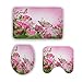 zhurunshangmaoGYS Roses Flowers Pink Butterflies Cute Soft Comfort Bathroom Mats Anti-Skid Absorbent Toilet Seat Cover Bath Mat Lid Cover 3pcs Set