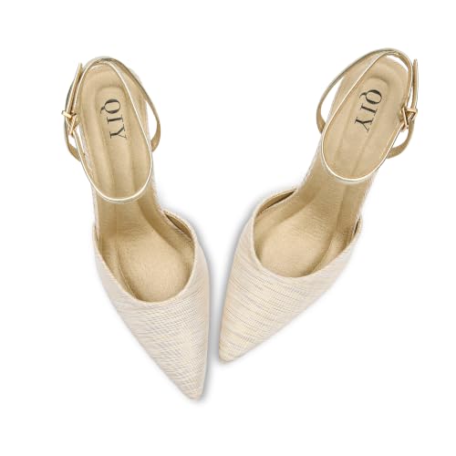 Image of QIY Closed Toe Heels for Women Pumps High Heel Strappy Sandals | Pointed Toe Slingback Women Heels with Ankle Strap, Stilettos Wedding & Bridal Formal Dress Shoes for Evening Party, Prom
