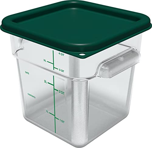 Image of Carlisle FoodService Products Squares Square Food Storage Container with Stackable Design for Catering, Buffets, Restaurants, Polycarbonate (Pc), 4 Quarts, Clear