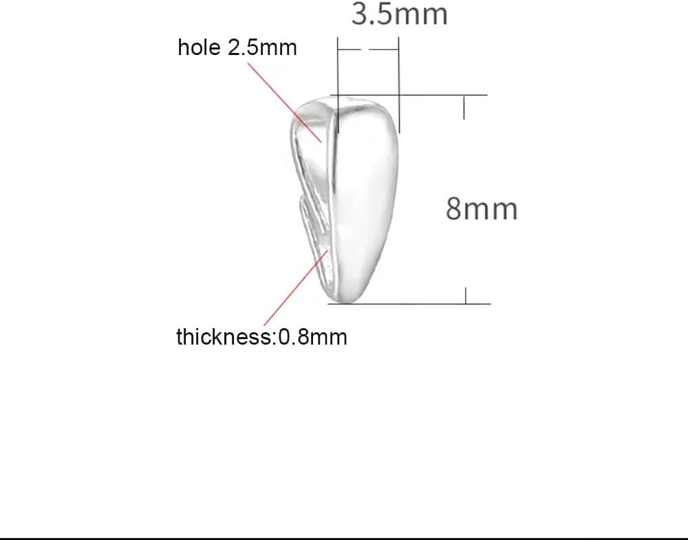 3pcs 925 Sterling Silver Pinch Clip Clasp Snap on Bails Pendants Clasps Connector Finfing Pendant Clasp for DIY Dangle Charms for Necklace Jewelry Making Craft(Silver Original) - Image 2