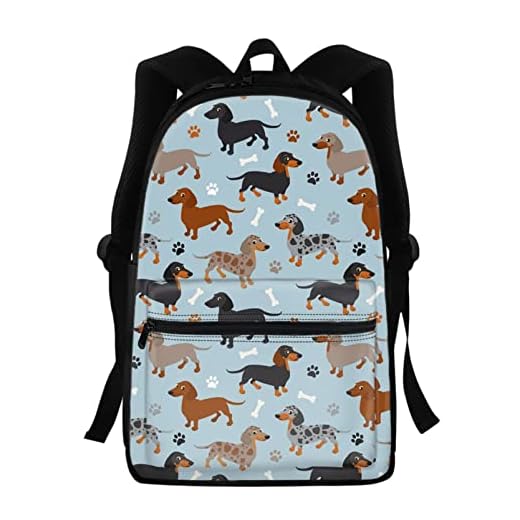 BYCHECAR Mochila escolar para niñas y niños con soporte para botella de agua, Perro salchicha., Talla única