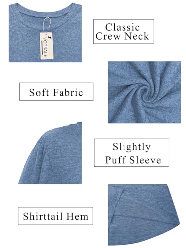 Image of VOGRACE Womens-Plus-Size-Tops Crew Neck Puff Sleeve Shirts Casual Tunic Sweatshirts XL-5XL