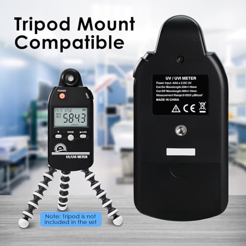 JuviPerpric UV Meter, UV Index Meter, 280-400 nm Handheld Digital Radiometer UVA/UVB/UVI Meter, 0-5000 μW/cm² Measuring Range UV Light Detector for Reptiles - Thumbnail 3
