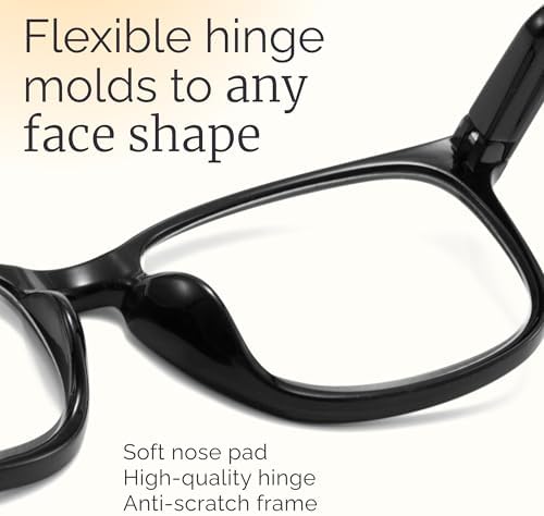 CCVOO Reading Glasses with Blue Light Filtering for Woman and Men, Computer Readers Fashion Eyeglasses (Black, 3.25) - 2
