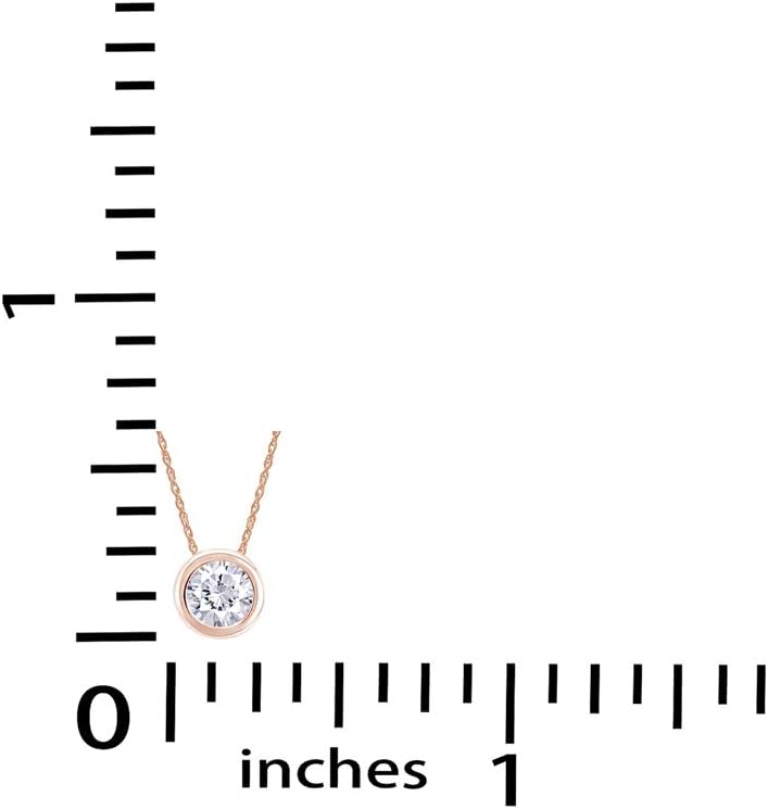 THE JEWEL ZONE 14K Solid Gold Pendant Necklace, Bezel Set 1 Carat Round Cubic Zirconia Solitaire Pendant Necklace For Women With 18" Gold Chain Gift For Her - Image 5