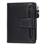FALAN MULE Men's Wallet Soft Genuine Leather RFID Blocking Bifold Stylish Zipper Coin Pocket Wallet With 4 ID Window