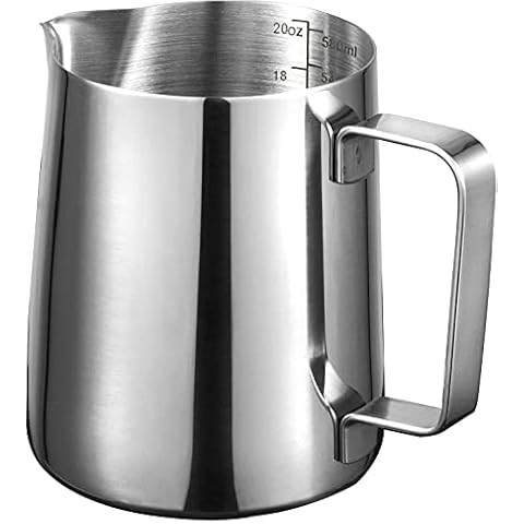 Milk Jug 600 ml 20 oz Espresso Milk Frothing Jugs 304 Stainless Steel Barista Cup for Making Coffee Cappuccino Cover
