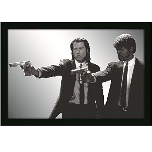 CrazyGadget® Design Mirror Easy Hanging Funky Retro Wood Effect Black Frame Reflection (Pulp Fiction)