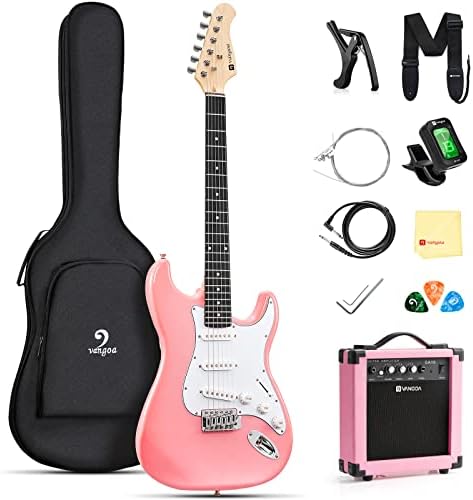 Vangoa 30 Inch Junior Electric Guitar Beginner Kit for Kids with Tuner, Capo, Strap, String, Cable, Picks - Black