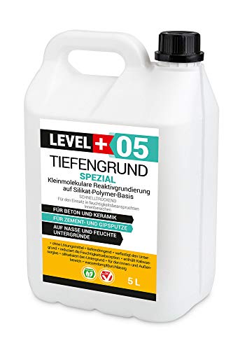 LEVEL PLUS 5L Tiefengrund Spezial SILIKATPOLYMER SCHNELL TROCKNEND Grundierung Tiefgrund Kaliwasserglas RM05