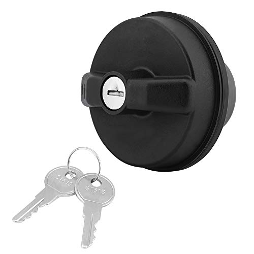 Tapa de llenado para automóvil de plástico y metal negro con llaves