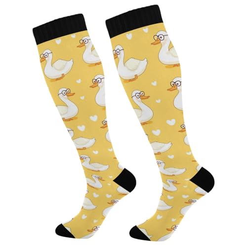 Plaaee White Duck Compression Socks for Men & Women
