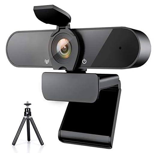 THUSTAR Webcam 1080P, Caméra Web avec Microphone et Trépied et Couvercle de Confidentialité, Webcam pour Ordinateur Portable Full HD Webcam Panoramique à 360 Degrés pour I'enregistrement, Les Appels