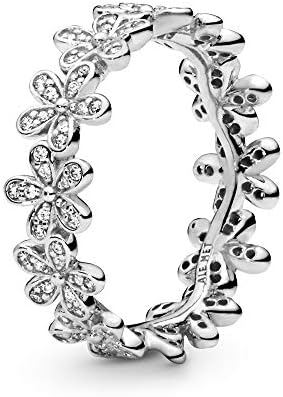 Pandora Jewelry Daisy Flower Cubic Zirconia Ring in Sterling Silver, Size 7