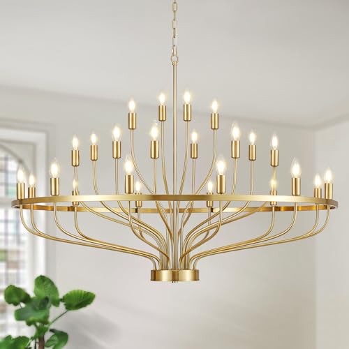 Widluth 47.2" Modern Large Gold Chandelier Vintage 24-Lights Mid Century