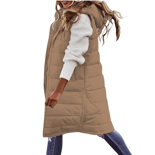 Long Puffer Vest for Women with Hood Plus Size Fashion Lightweight Winter Coat Sleeveless Warm Quilted Fall Jacket2
