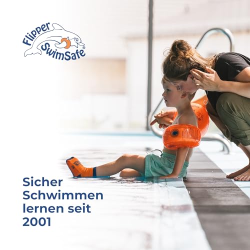 Flipper Swimsafe - Aquasocken mit Anti-Rutsch-Sohle in Blau-Orange, für Kinder und Kleinkinder, für den unbeschwerten Schwimmbadbesuch, Made in Germany