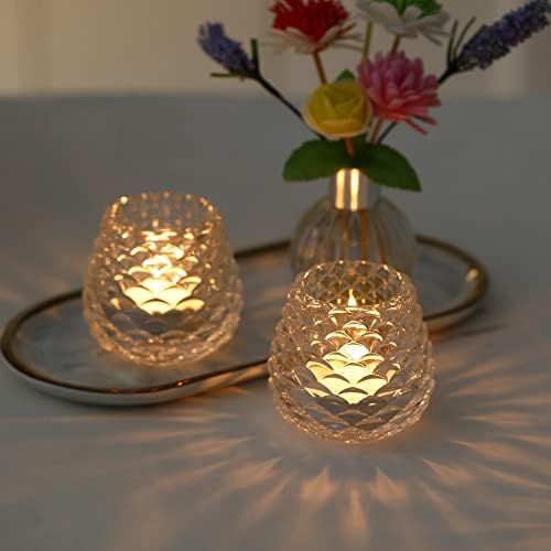 Glass Candle Holder Tealight Candlestick Holders set of 3 for Wedding, Home, Church, Christmas and Bedroom Decoration