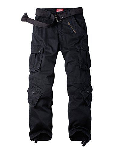 Ycfish Damen Cargo Hose Winter Geflüttert mit Fleecefutter, Baumwolle Trekkinghose Outdoor Arbeitshose Relaxed Fit, Warme Wanderhose mit vielen Taschen Schwarz Tag 8