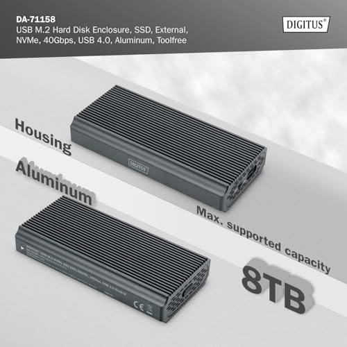 Digitus Boîtier pour disque dur USB .2 SSD externe NVMe 40Gbps USB 4.0 aluminium toolfree - vue 4