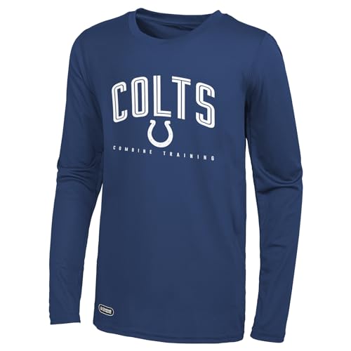 Outerstuff NFL Men's Indianapolis Colts Team Color Long Sleeve Performance T-Shirt Top, Up Field, Medium