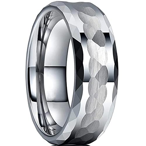 Jude Jewelers 8Mm Matte Brush Hammered Stainless Steel Classic Simple Plain Wedding Band Biker Ring (Silver, 10) #TOP14